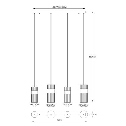 Globo - Κρεμαστό φωτιστικό οροφής 4xE27/60W/230V