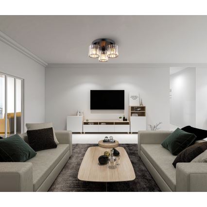 Globo - Πλαφονιέρα οροφής 3xE27/60W/230V διάμετρος 35 cm μαύρο