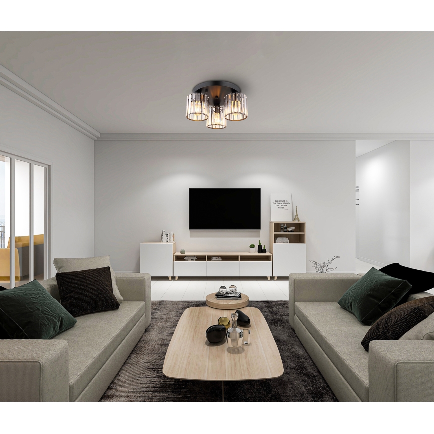 Globo - Πλαφονιέρα οροφής 3xE27/60W/230V διάμετρος 35 cm μαύρο