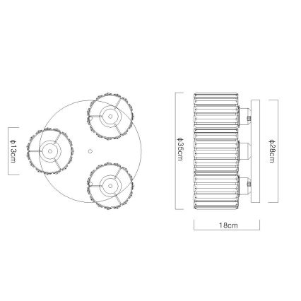 Globo - Πλαφονιέρα οροφής 3xE27/60W/230V διάμετρος 35 cm μαύρο