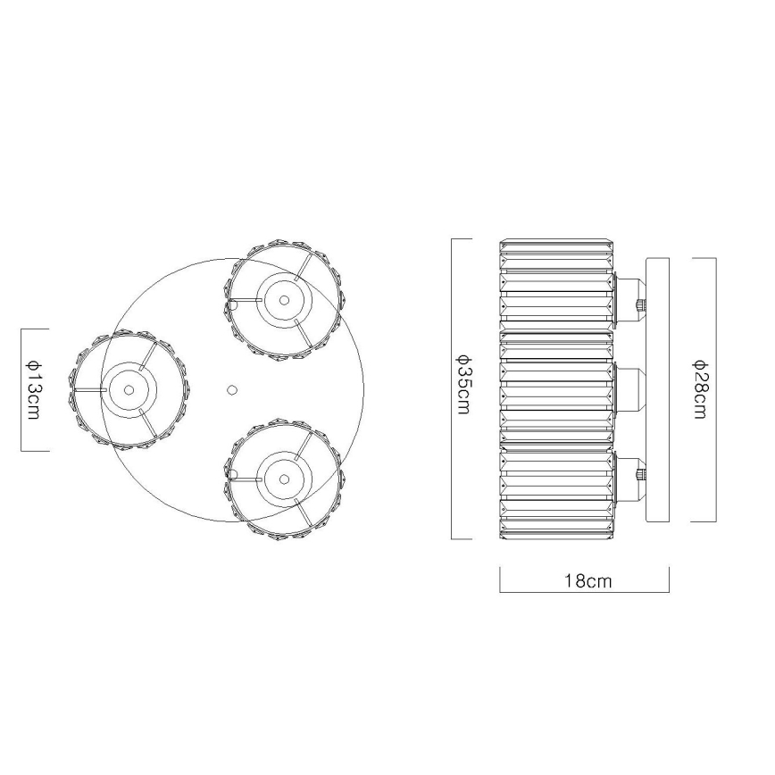 Globo - Πλαφονιέρα οροφής 3xE27/60W/230V διάμετρος 35 cm μαύρο
