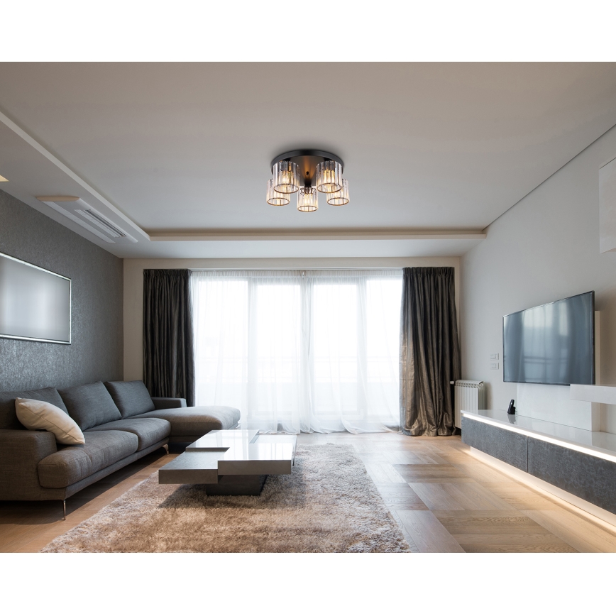 Globo - Πλαφονιέρα οροφής 5xE27/60W/230V διάμετρος 46,5 cm μαύρο