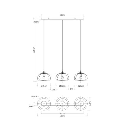 Globo - Κρεμαστό φωτιστικό οροφής 3xE14/40W/230V