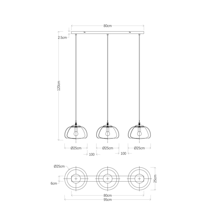 Globo - Κρεμαστό φωτιστικό οροφής 3xE14/40W/230V