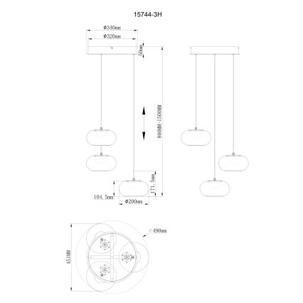 Globo -  Κρεμαστό φωτιστικό οροφής LED 3xLED/6W/230V