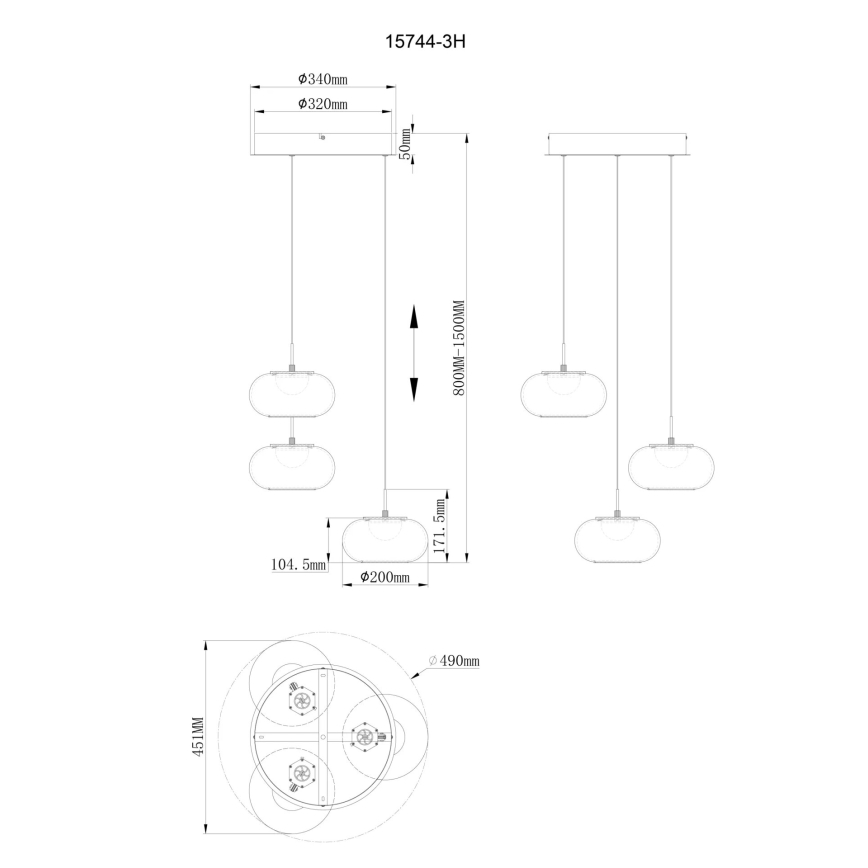 Globo -  Κρεμαστό φωτιστικό οροφής LED 3xLED/6W/230V