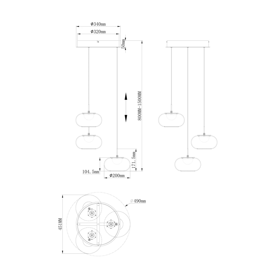 Globo -  Κρεμαστό φωτιστικό οροφής LED 3xLED/6W/230V
