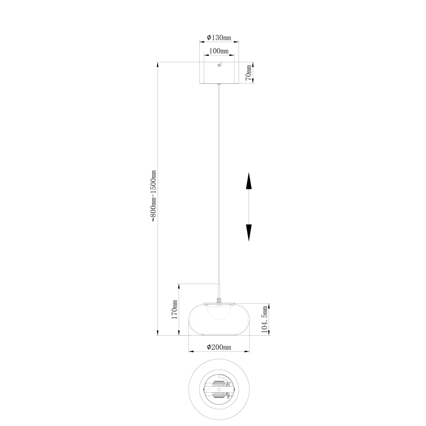 Globo -  Κρεμαστό φωτιστικό οροφής LED LED/6W/230V μαύρο