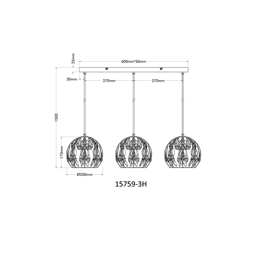 Globo - Κρεμαστό φωτιστικό οροφής 3xE27/40W/230V