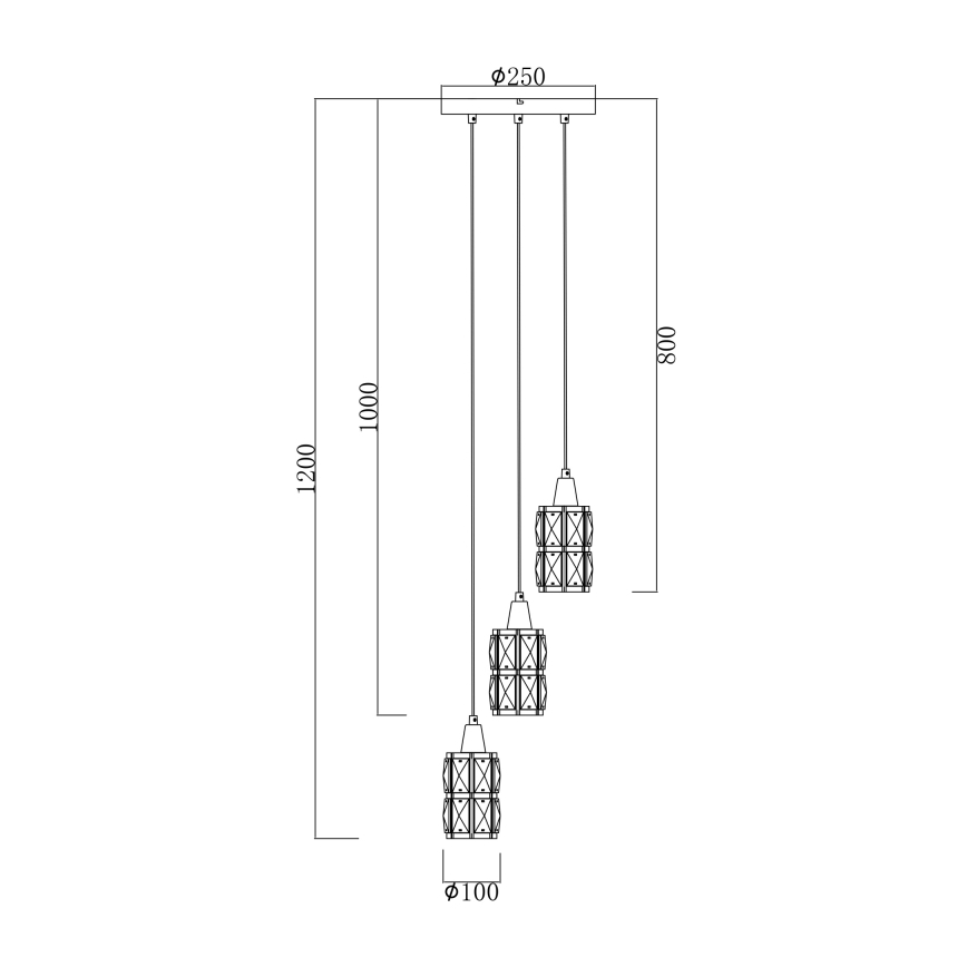 Globo - Κρυστάλλινο πολύφωτο με σχοινί 3xE14/40W/230V