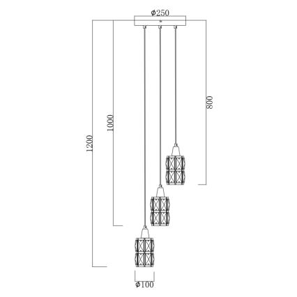 Globo - Κρυστάλλινο πολύφωτο με σχοινί 3xE14/40W/230V