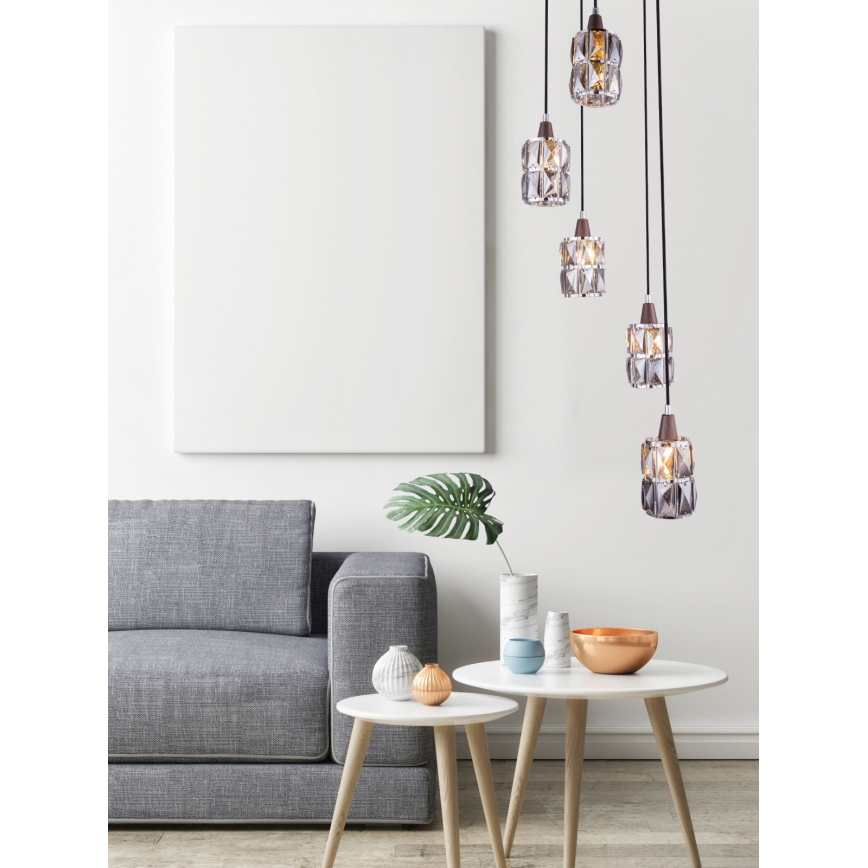 Globo - Κρυστάλλινο πολύφωτο με σχοινί 5xE14/40W/230V