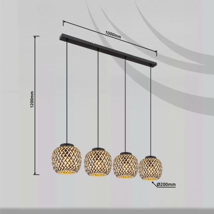 Globo 15766-4H - Κρεμαστό φωτιστικό οροφής COLLY 4xE27/15W/230V