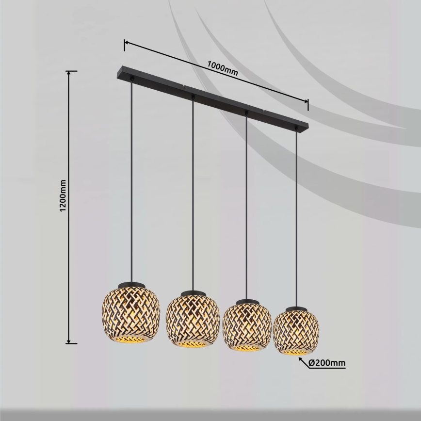 Globo 15766-4H - Κρεμαστό φωτιστικό οροφής COLLY 4xE27/15W/230V