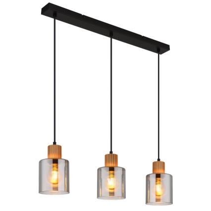 Globo - Κρεμαστό φωτιστικό οροφής 3xE27/25W/230V μαύρο