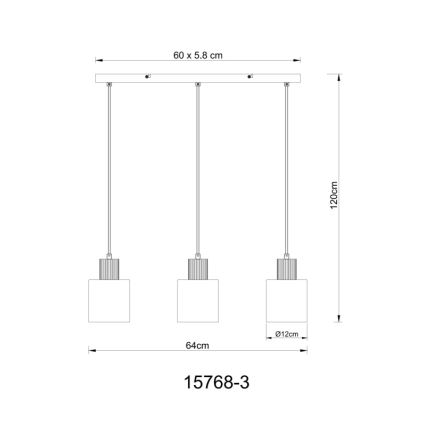 Globo - Κρεμαστό φωτιστικό οροφής 3xE27/25W/230V μαύρο