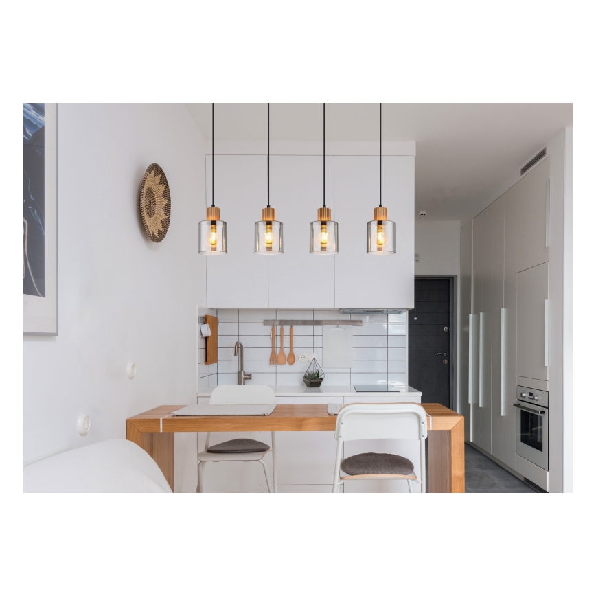 Globo - Κρεμαστό φωτιστικό οροφής 4xE27/25W/230V μαύρο