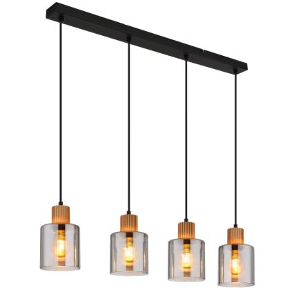 Globo - Κρεμαστό φωτιστικό οροφής 4xE27/25W/230V μαύρο
