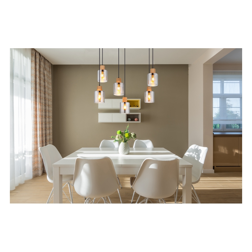 Globo - Κρεμαστό φωτιστικό οροφής 6xE27/25W/230V μαύρο