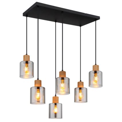 Globo - Κρεμαστό φωτιστικό οροφής 6xE27/25W/230V μαύρο