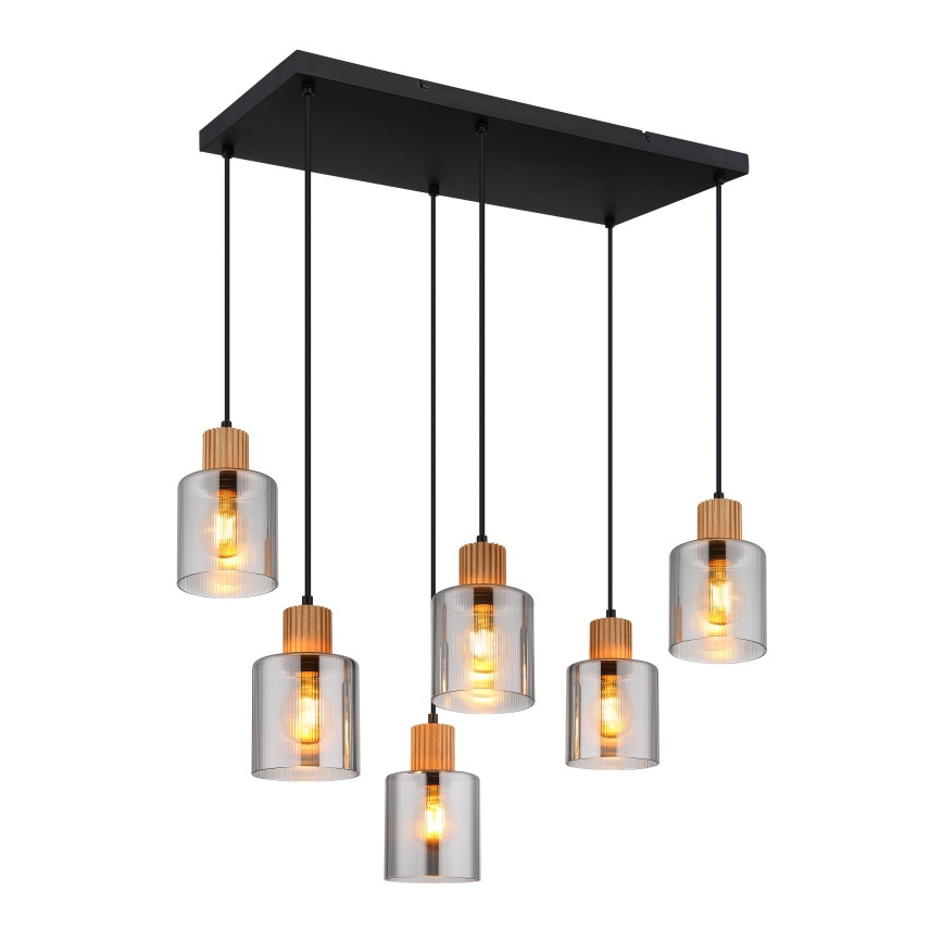 Globo - Κρεμαστό φωτιστικό οροφής 6xE27/25W/230V μαύρο