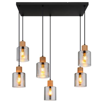 Globo - Κρεμαστό φωτιστικό οροφής 6xE27/25W/230V μαύρο