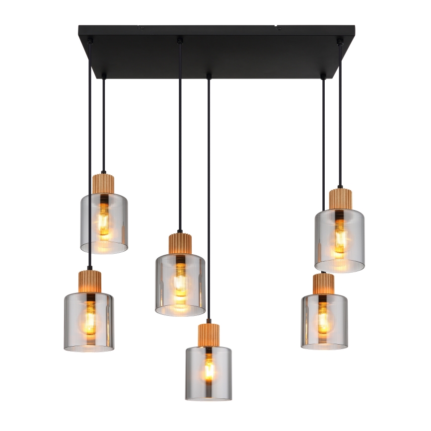 Globo - Κρεμαστό φωτιστικό οροφής 6xE27/25W/230V μαύρο