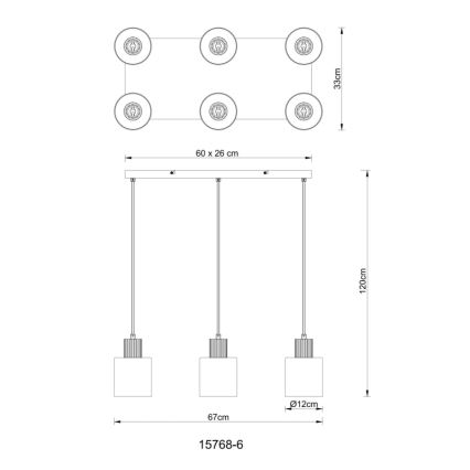 Globo - Κρεμαστό φωτιστικό οροφής 6xE27/25W/230V μαύρο