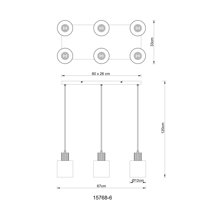 Globo - Κρεμαστό φωτιστικό οροφής 6xE27/25W/230V μαύρο