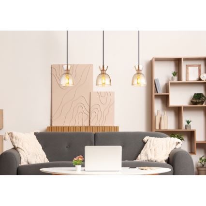 Globo - Κρεμαστό φωτιστικό οροφής 3xE14/40W/230V καφέ/φιμέ