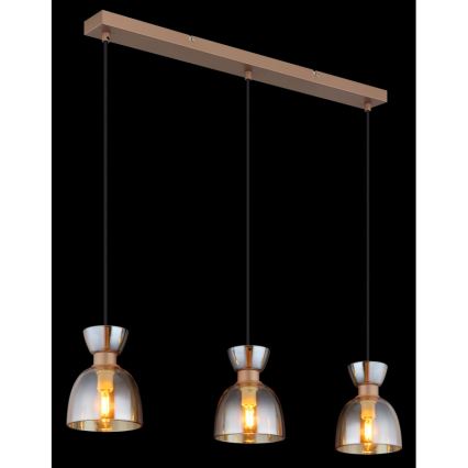 Globo - Κρεμαστό φωτιστικό οροφής 3xE14/40W/230V καφέ/φιμέ