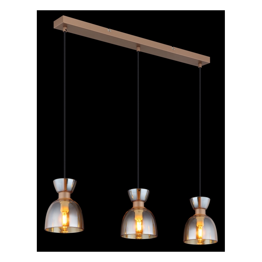 Globo - Κρεμαστό φωτιστικό οροφής 3xE14/40W/230V καφέ/φιμέ