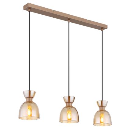 Globo - Κρεμαστό φωτιστικό οροφής 3xE14/40W/230V καφέ/φιμέ