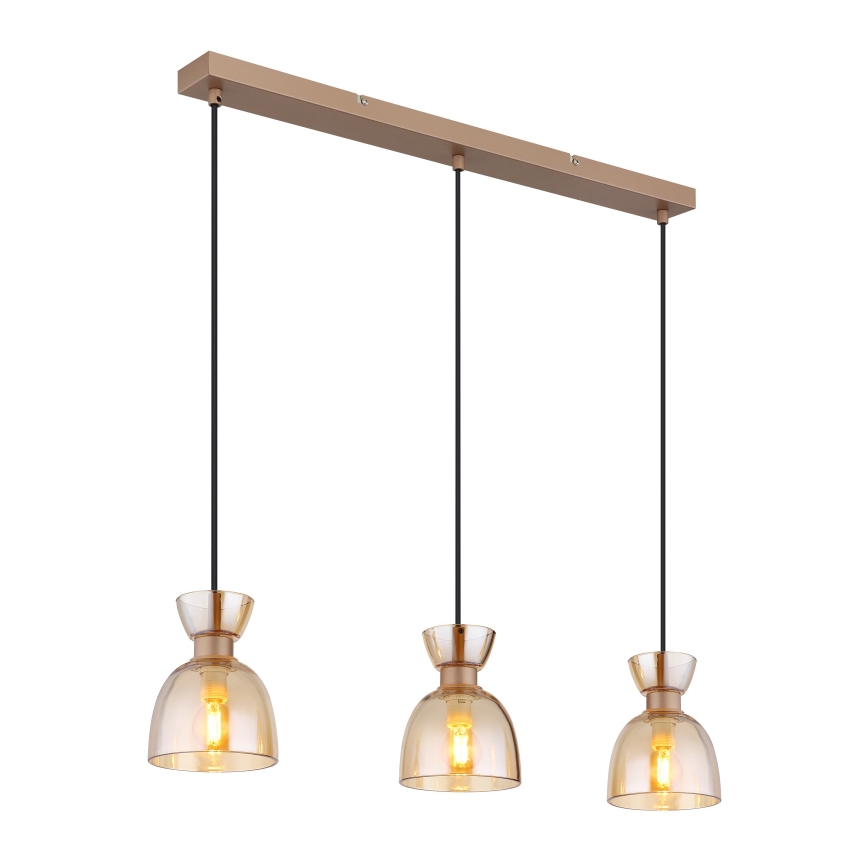 Globo - Κρεμαστό φωτιστικό οροφής 3xE14/40W/230V καφέ/φιμέ