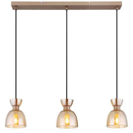 Globo - Κρεμαστό φωτιστικό οροφής 3xE14/40W/230V καφέ/φιμέ