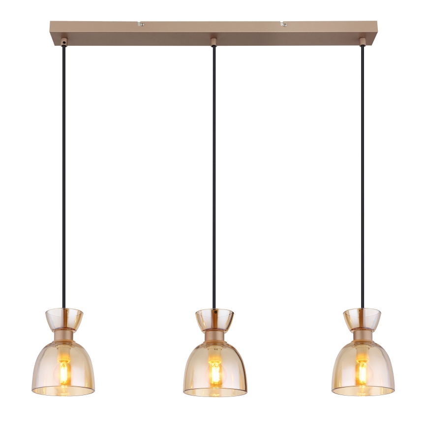 Globo - Κρεμαστό φωτιστικό οροφής 3xE14/40W/230V καφέ/φιμέ