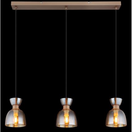 Globo - Κρεμαστό φωτιστικό οροφής 3xE14/40W/230V καφέ/φιμέ