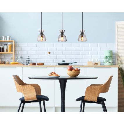 Globo - Κρεμαστό φωτιστικό οροφής 3xE14/40W/230V μαύρο/φιμέ
