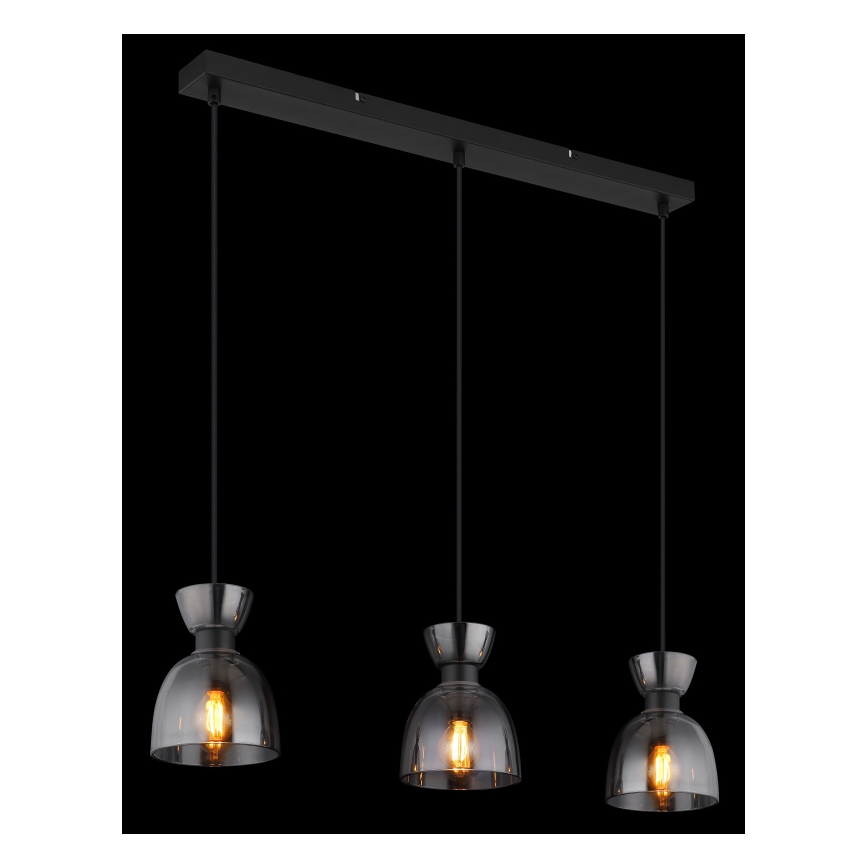 Globo - Κρεμαστό φωτιστικό οροφής 3xE14/40W/230V μαύρο/φιμέ