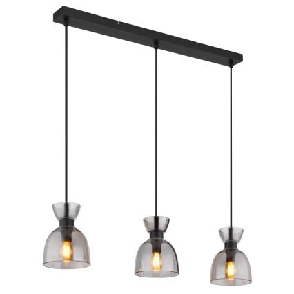 Globo - Κρεμαστό φωτιστικό οροφής 3xE14/40W/230V μαύρο/φιμέ