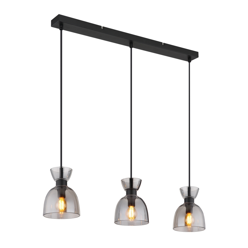 Globo - Κρεμαστό φωτιστικό οροφής 3xE14/40W/230V μαύρο/φιμέ