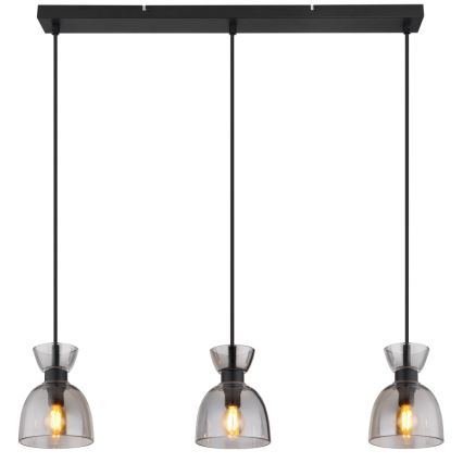 Globo - Κρεμαστό φωτιστικό οροφής 3xE14/40W/230V μαύρο/φιμέ