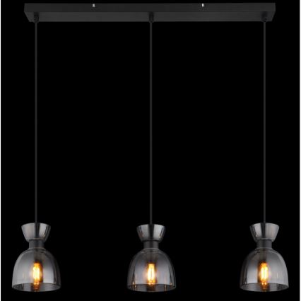 Globo - Κρεμαστό φωτιστικό οροφής 3xE14/40W/230V μαύρο/φιμέ