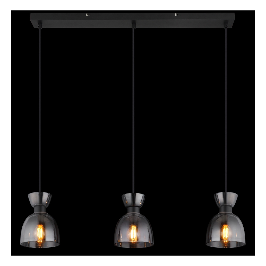 Globo - Κρεμαστό φωτιστικό οροφής 3xE14/40W/230V μαύρο/φιμέ