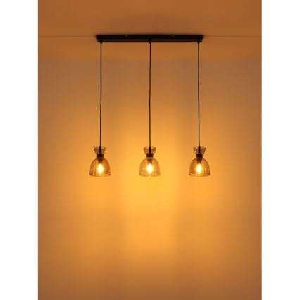 Globo - Κρεμαστό φωτιστικό οροφής 3xE14/40W/230V μαύρο/φιμέ