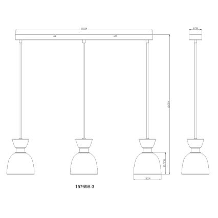 Globo - Κρεμαστό φωτιστικό οροφής 3xE14/40W/230V μαύρο/φιμέ