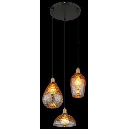 Globo - Κρεμαστό φωτιστικό οροφής 3xE27/60W/230V διάμετρος 46 cm πορτοκαλί