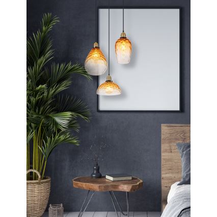 Globo - Κρεμαστό φωτιστικό οροφής 3xE27/60W/230V διάμετρος 46 cm πορτοκαλί