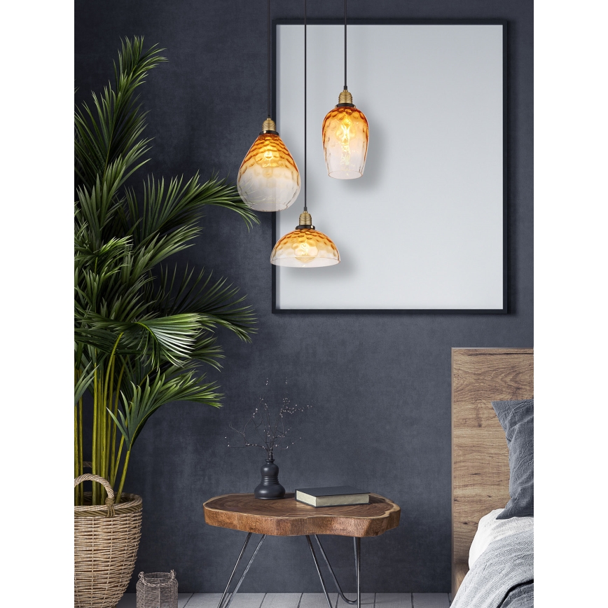 Globo - Κρεμαστό φωτιστικό οροφής 3xE27/60W/230V διάμετρος 46 cm πορτοκαλί