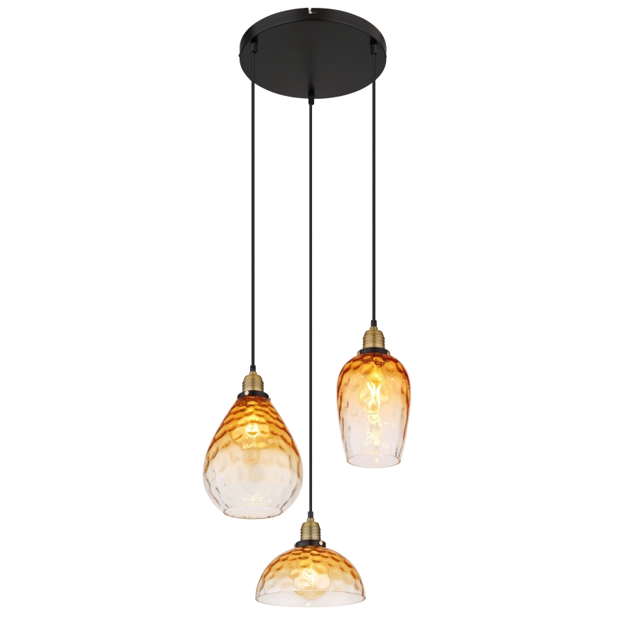 Globo - Κρεμαστό φωτιστικό οροφής 3xE27/60W/230V διάμετρος 46 cm πορτοκαλί